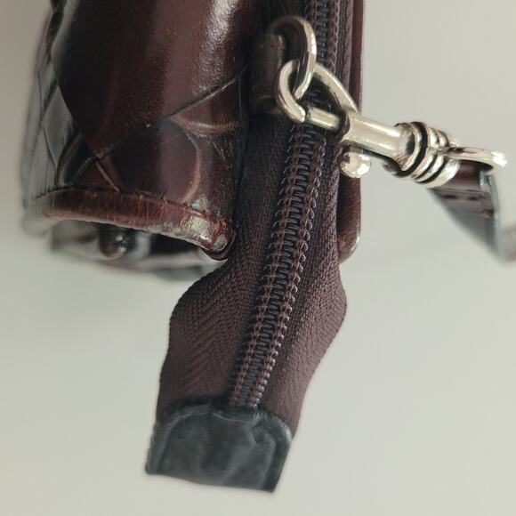 BRIGHTON Black & Brown Embossed Patchwork Leather Organizer Purse Foldout Wallet - Picture 6 of 13